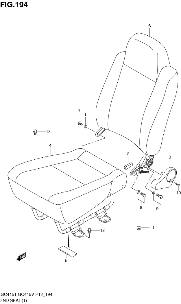 FIG.194 2ND SEAT (TYPE 1:GC415V:VAN,GA:2,7 PERSONS)