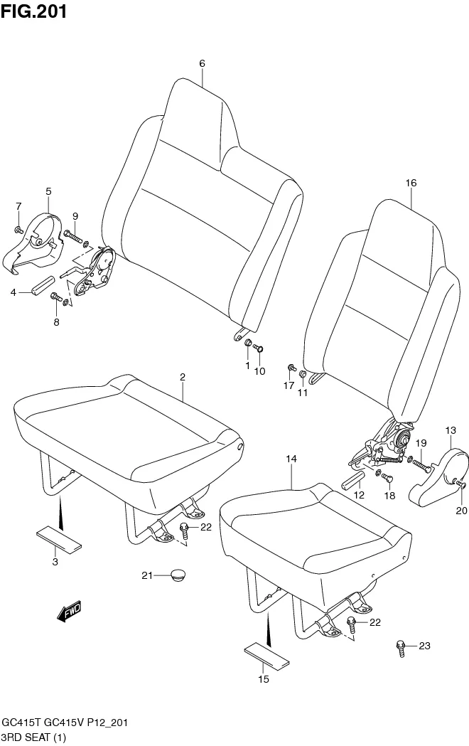 FIG.201 3RD SEAT (TYPE 1:GC415V:VAN,GA:2,7 PERSONS)