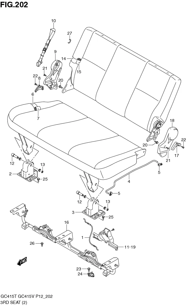 FIG.202 3RD SEAT (TYPE 1:GC415V:GA:8 PERSONS,GL)