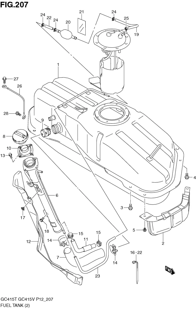 FIG.207 FUEL TANK (TYPE 1:GC415V)