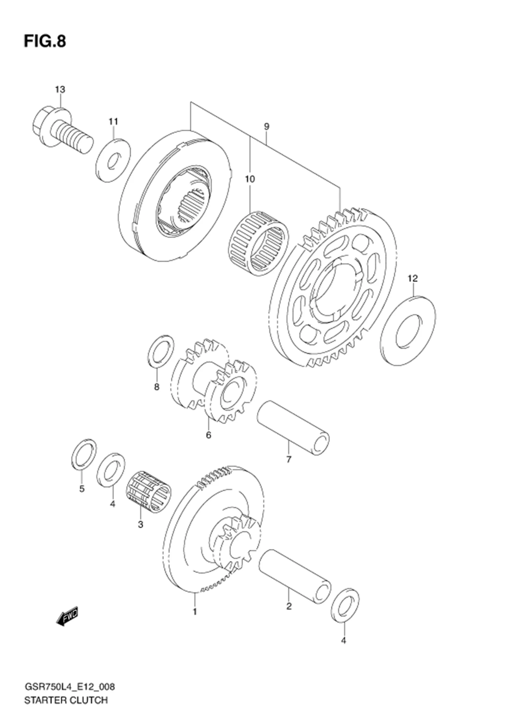 FIG.8 (1-B-11) STARTER CLUTCH