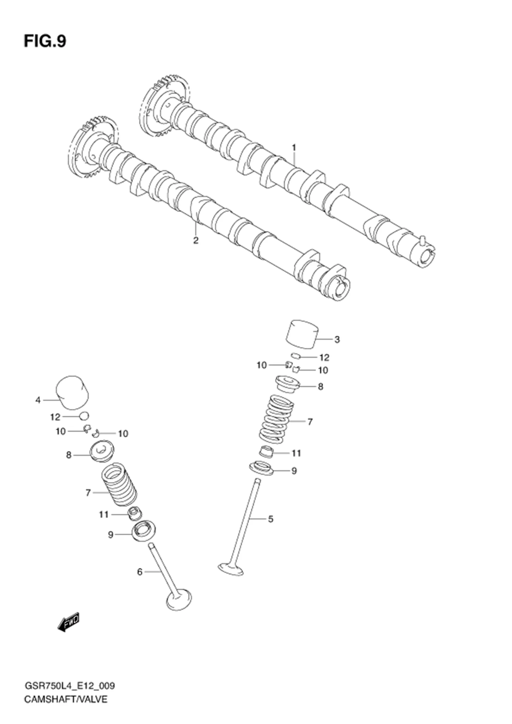 FIG.9 (1-B-12) CAMSHAFT/VALVE