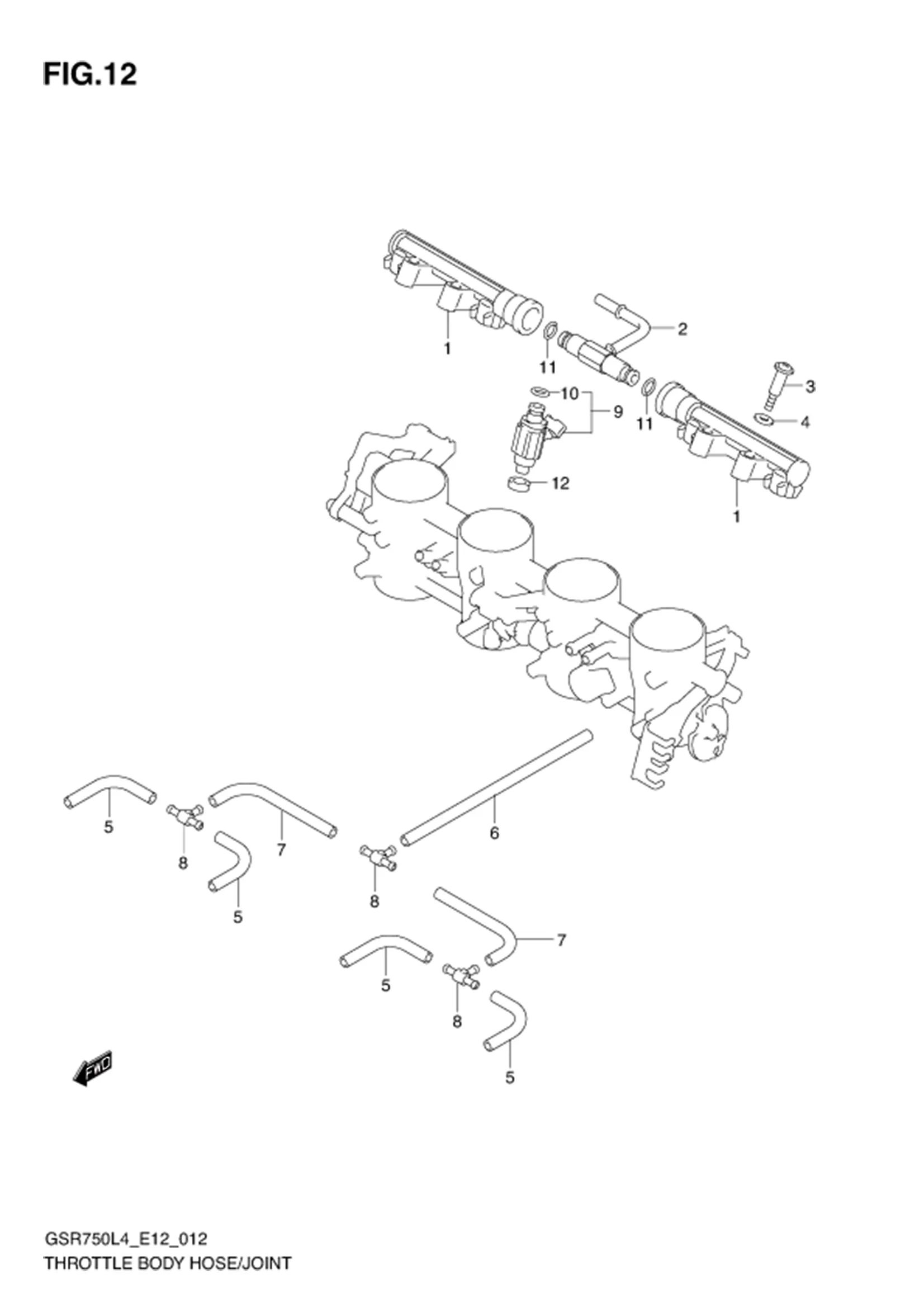 FIG.12 (1-C-2) THROTTLE BODY HOSE/JOINT