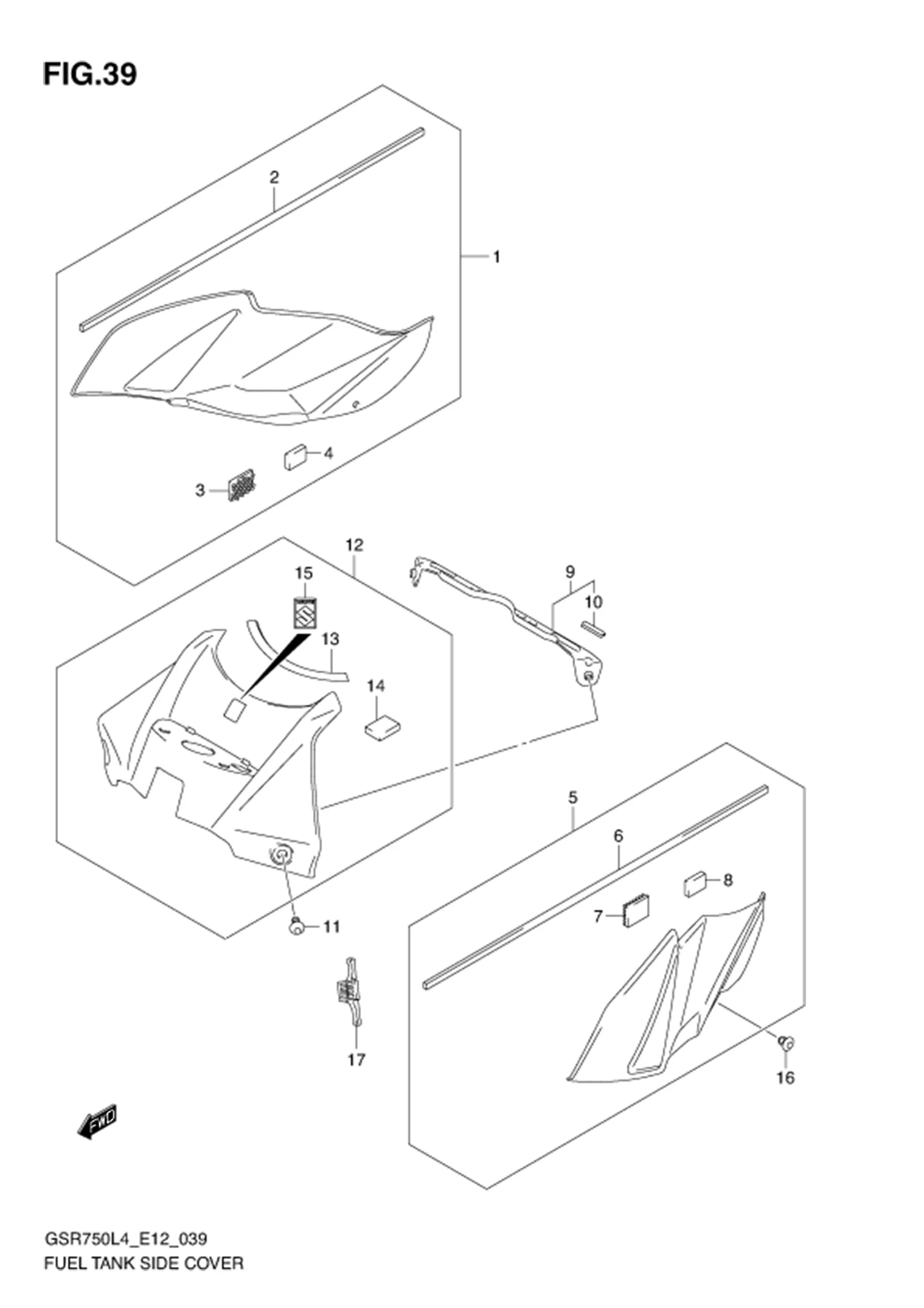 FIG.39 (1-E-3) FUEL TANK SIDE COVER