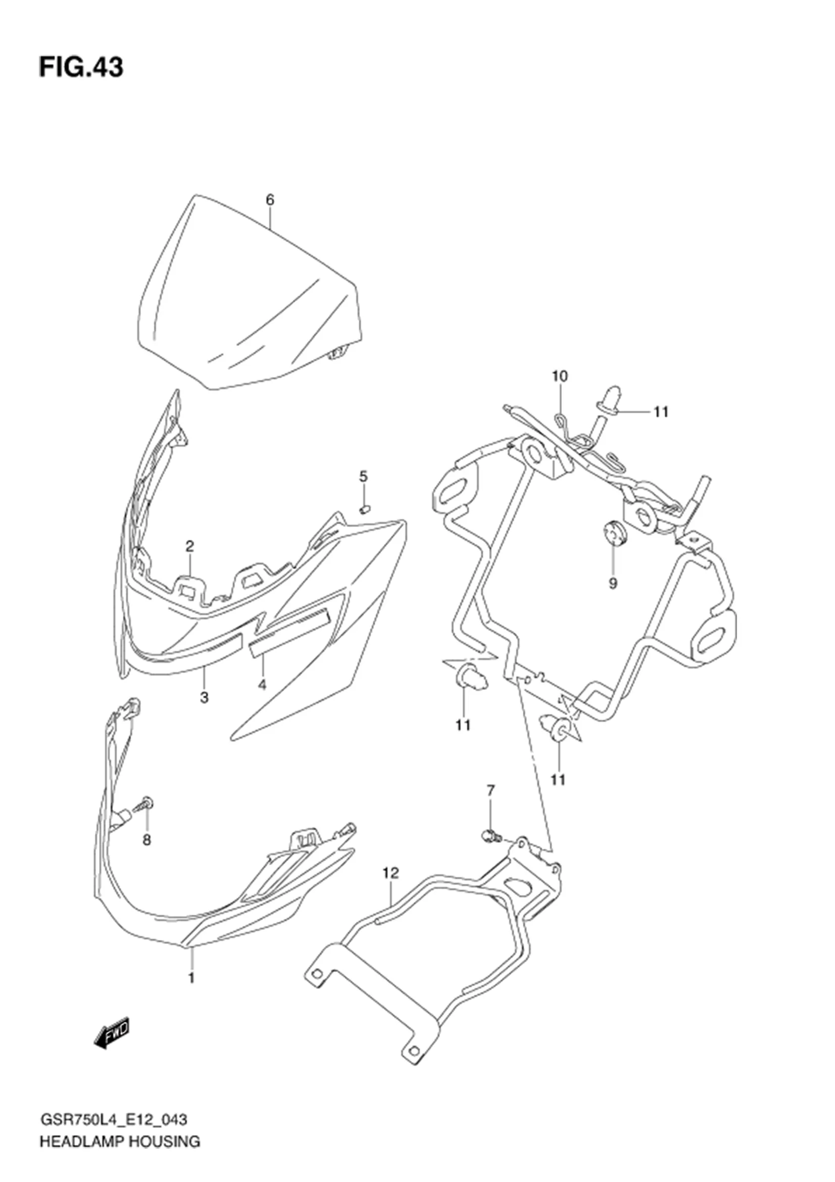 FIG.43 (1-E-7) HEADLAMP HOUSING