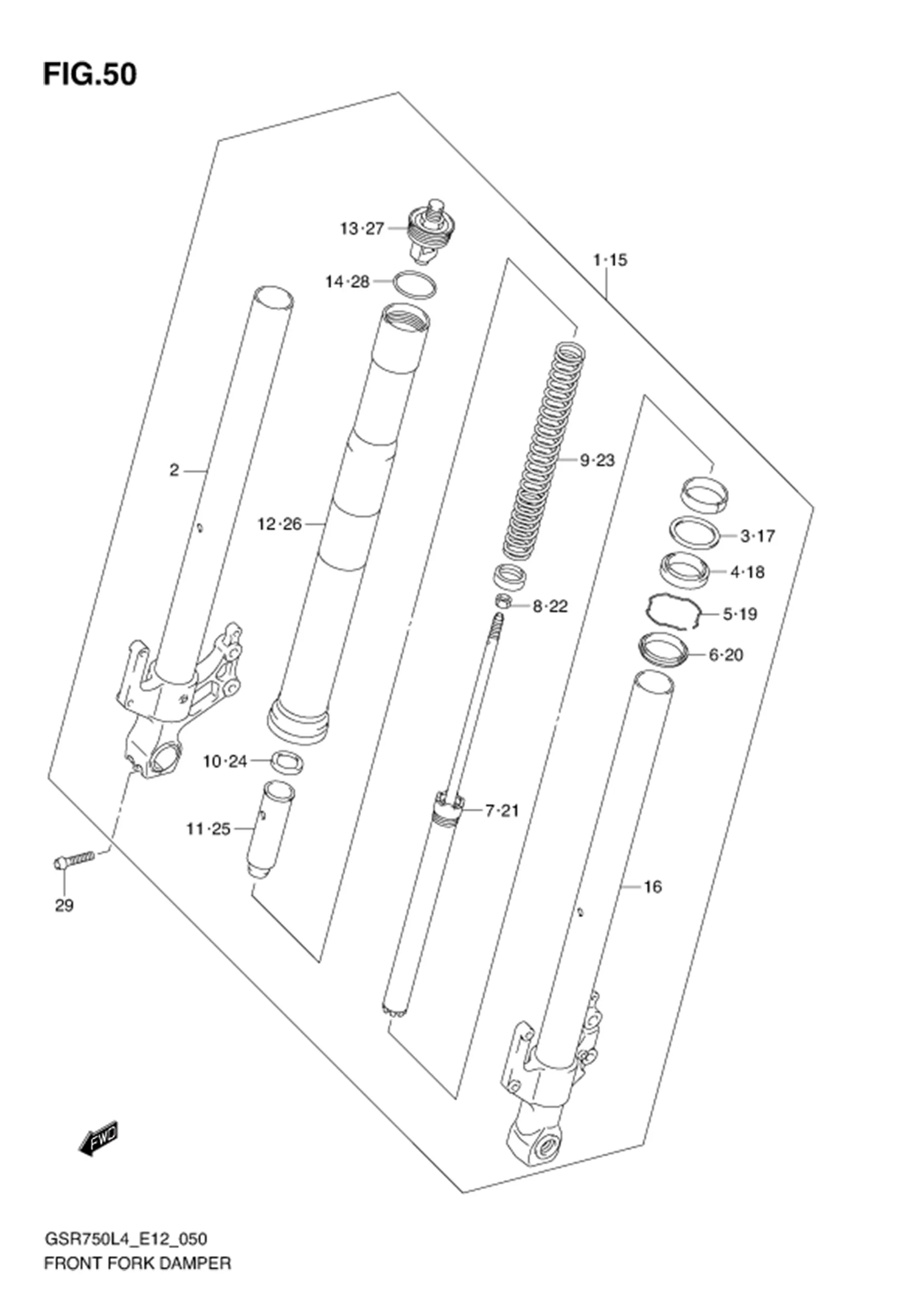 FIG.50 (1-E-14) FRONT FORK DAMPER