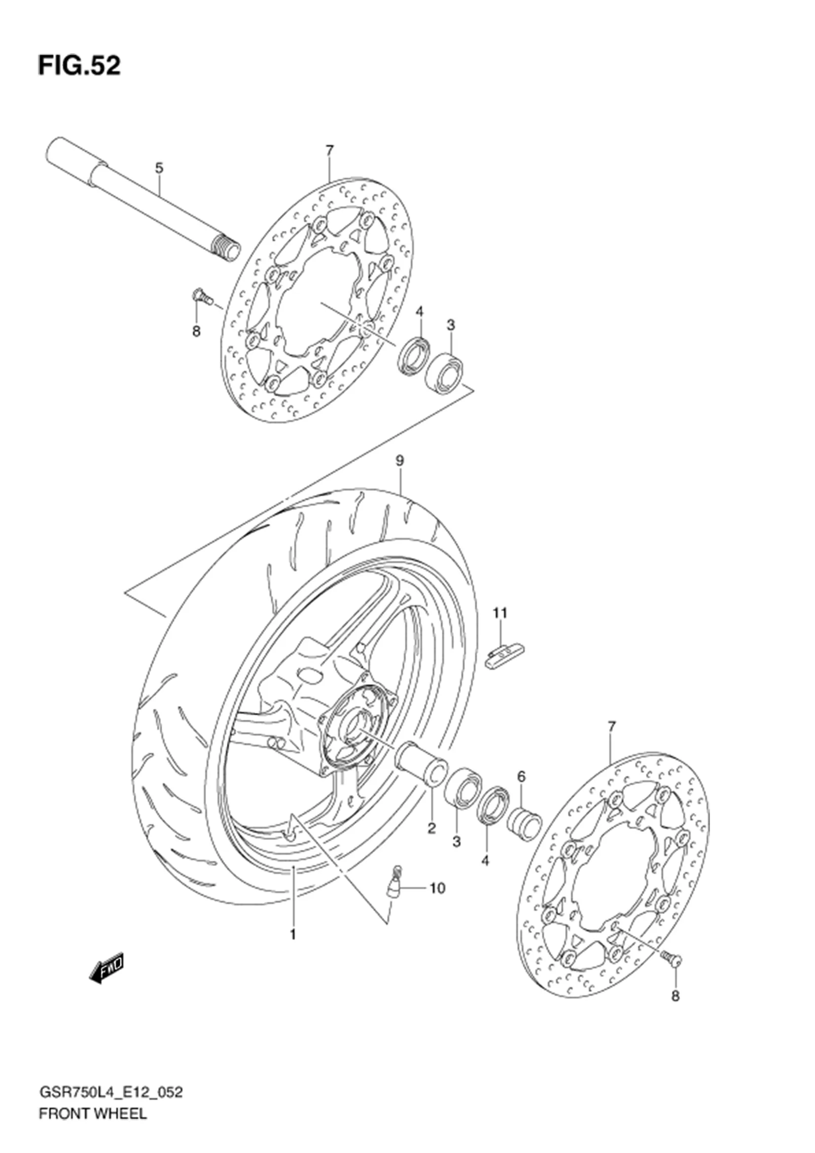 FIG.52 (1-F-2) FRONT WHEEL