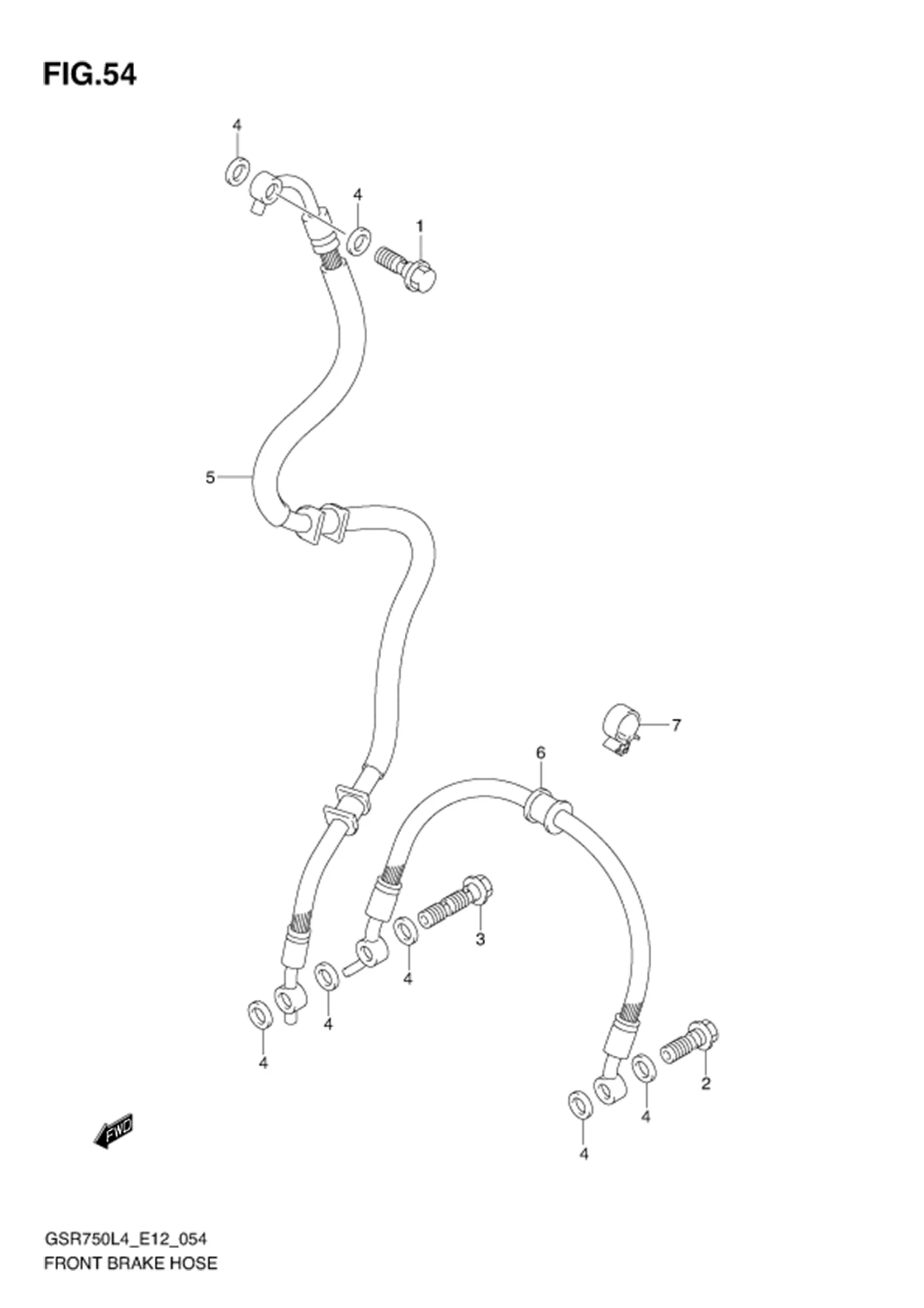 FIG.54 (1-F-4) FRONT BRAKE HOSE