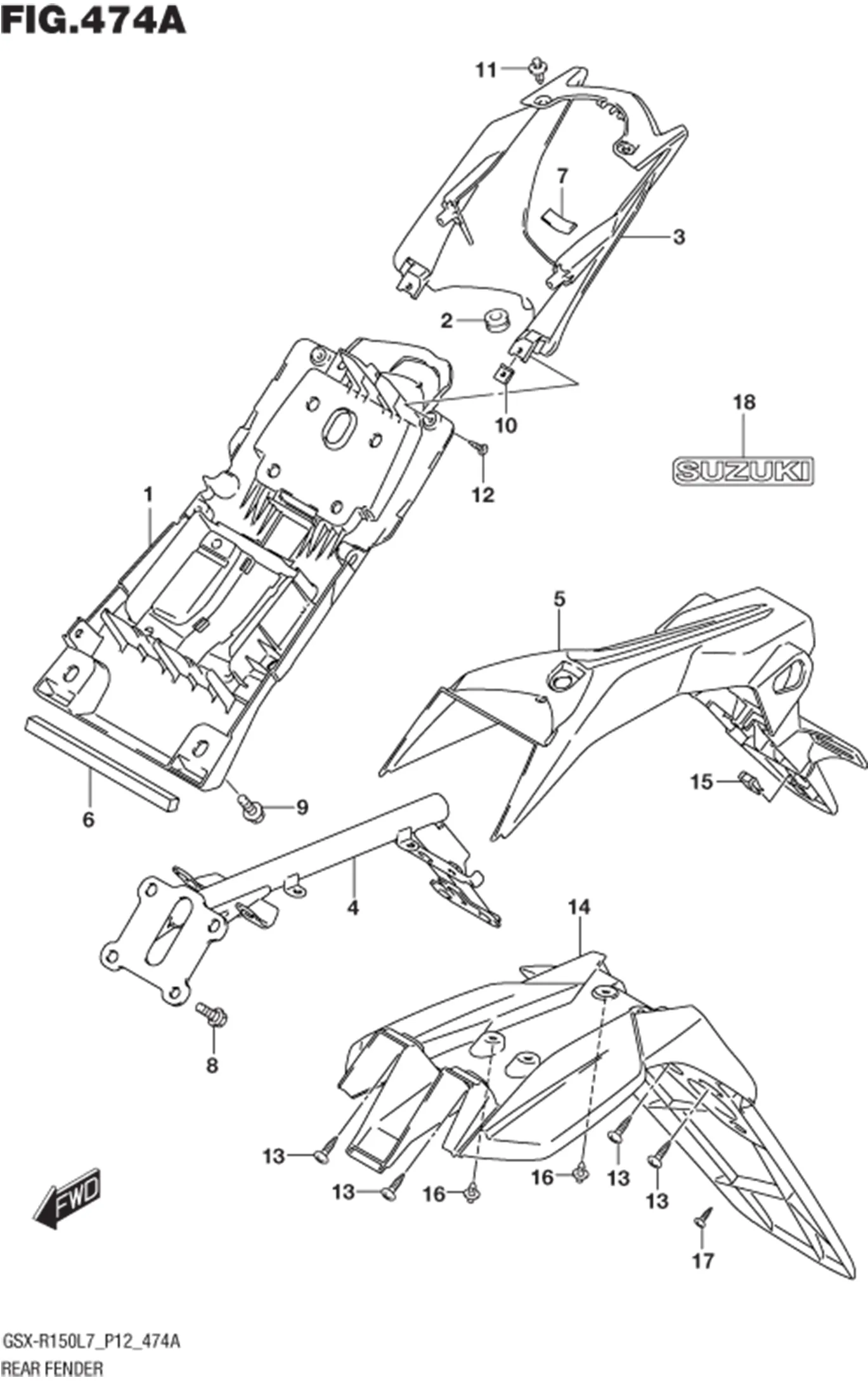 FIG.474A (1-E-2) REAR FENDER