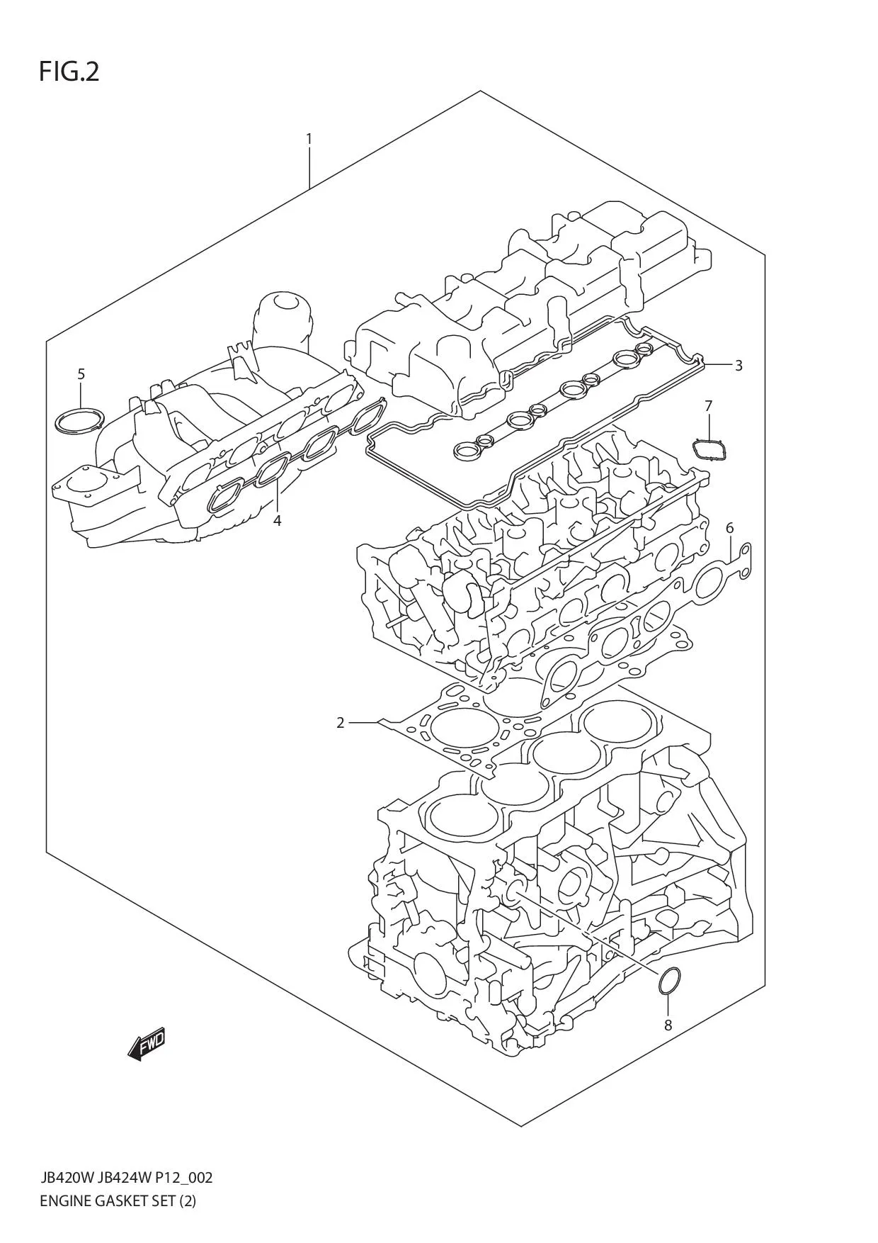 FIG.2 ENGINE GASKET SET (JB424W)
