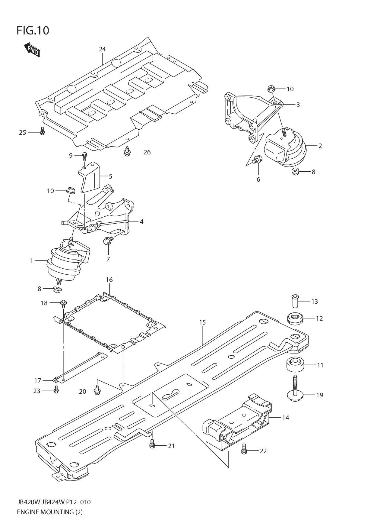 FIG.10 ENGINE MOUNTING (JB424W)