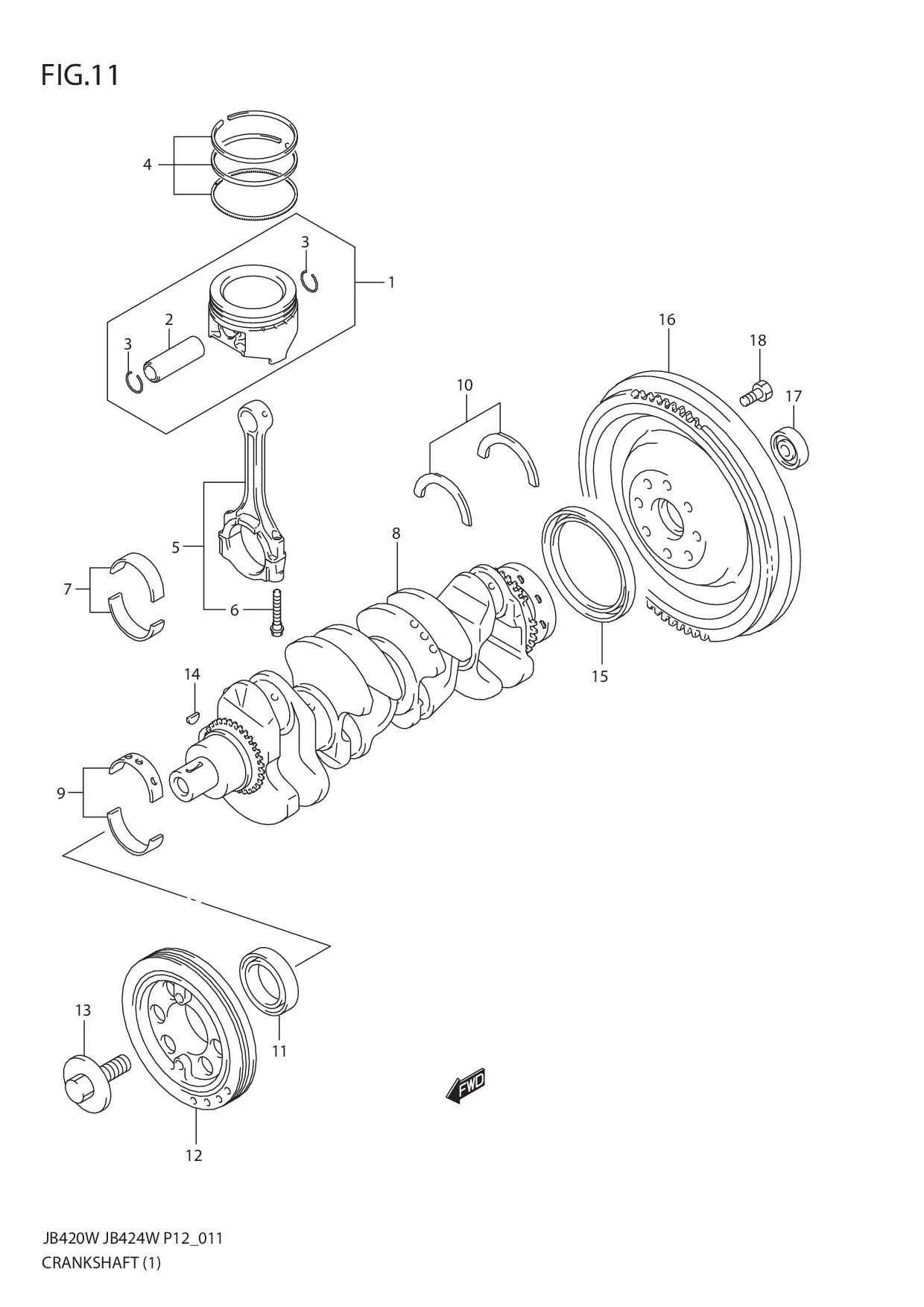 FIG.11 CRANKSHAFT (JB420W)