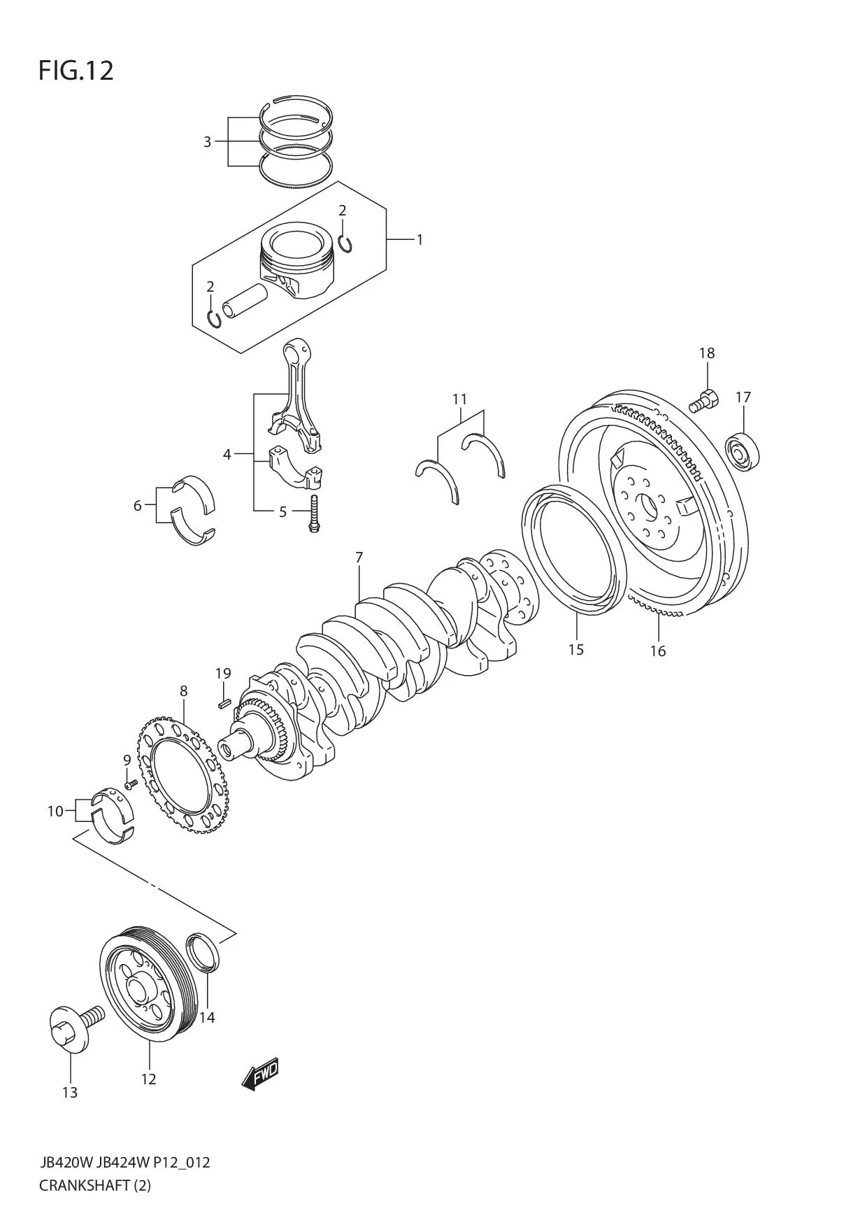 FIG.12 CRANKSHAFT (JB424W)