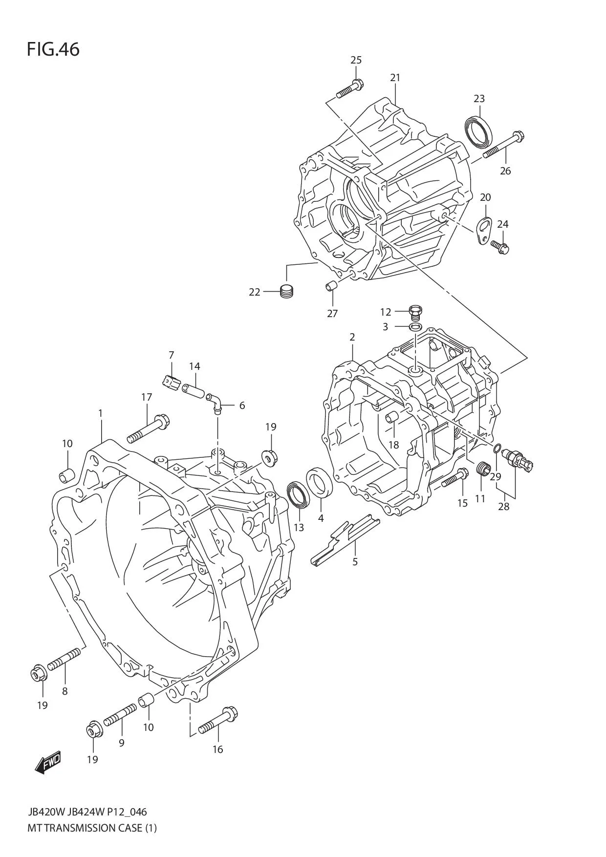 FIG.46 MT TRANSMISSION CASE (JB420W)