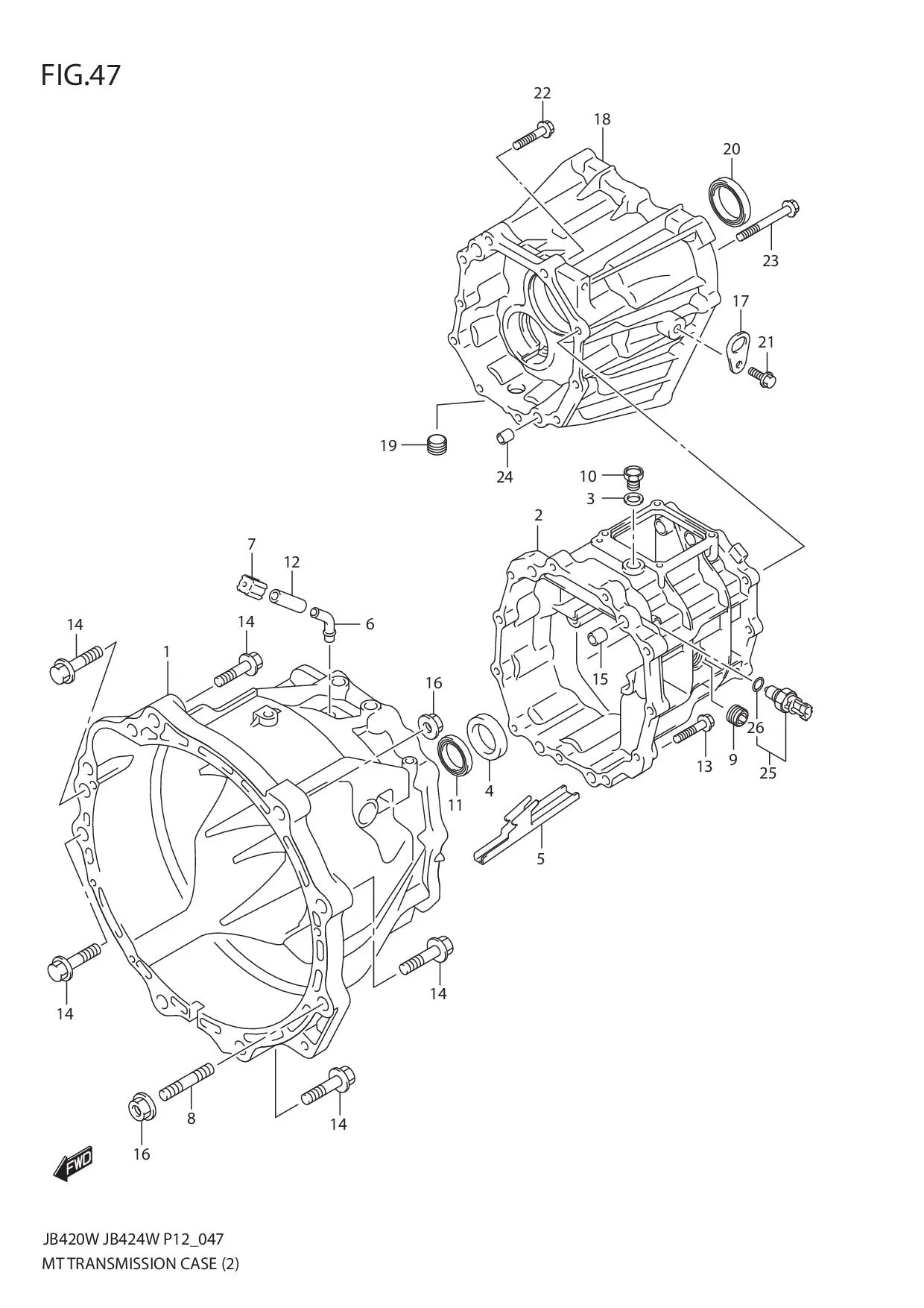 FIG.47 MT TRANSMISSION CASE (JB424W)