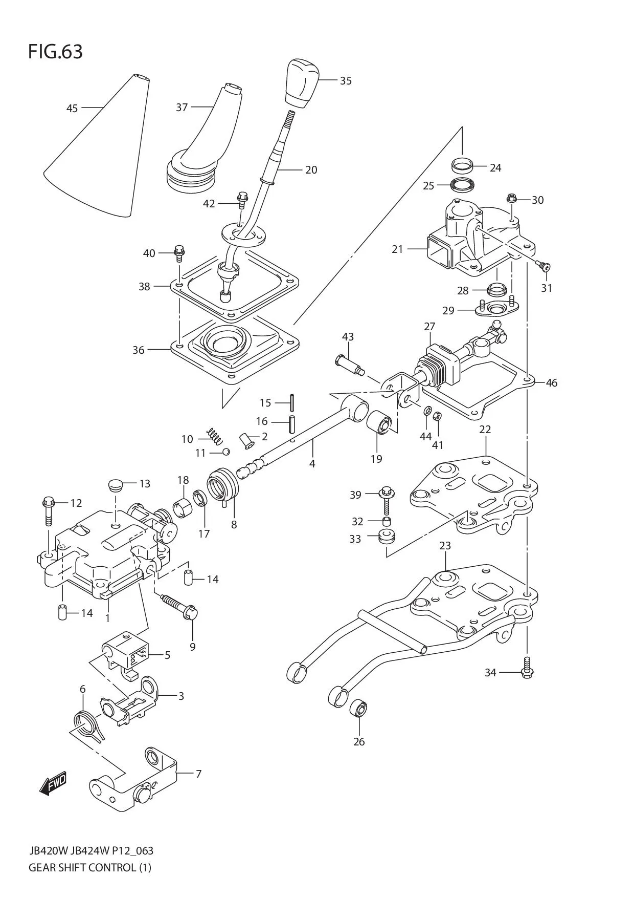 FIG.63 GEAR SHIFT CONTROL (JB420W)