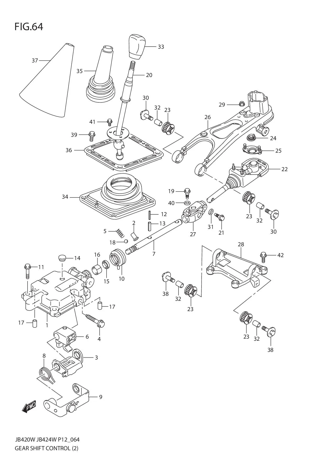 FIG.64 GEAR SHIFT CONTROL (JB424W)