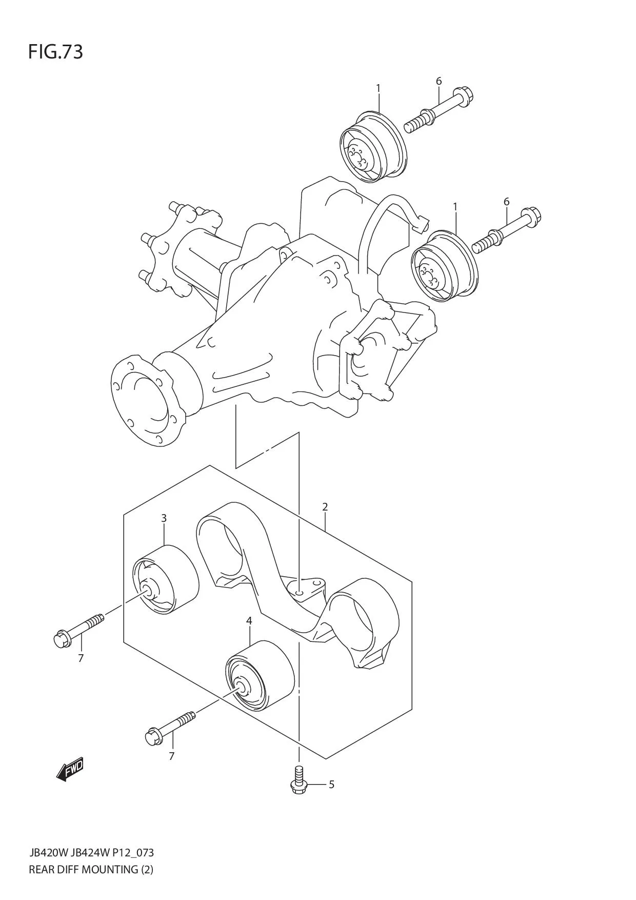 FIG.73 REAR DIFF MOUNTING (JB424W)