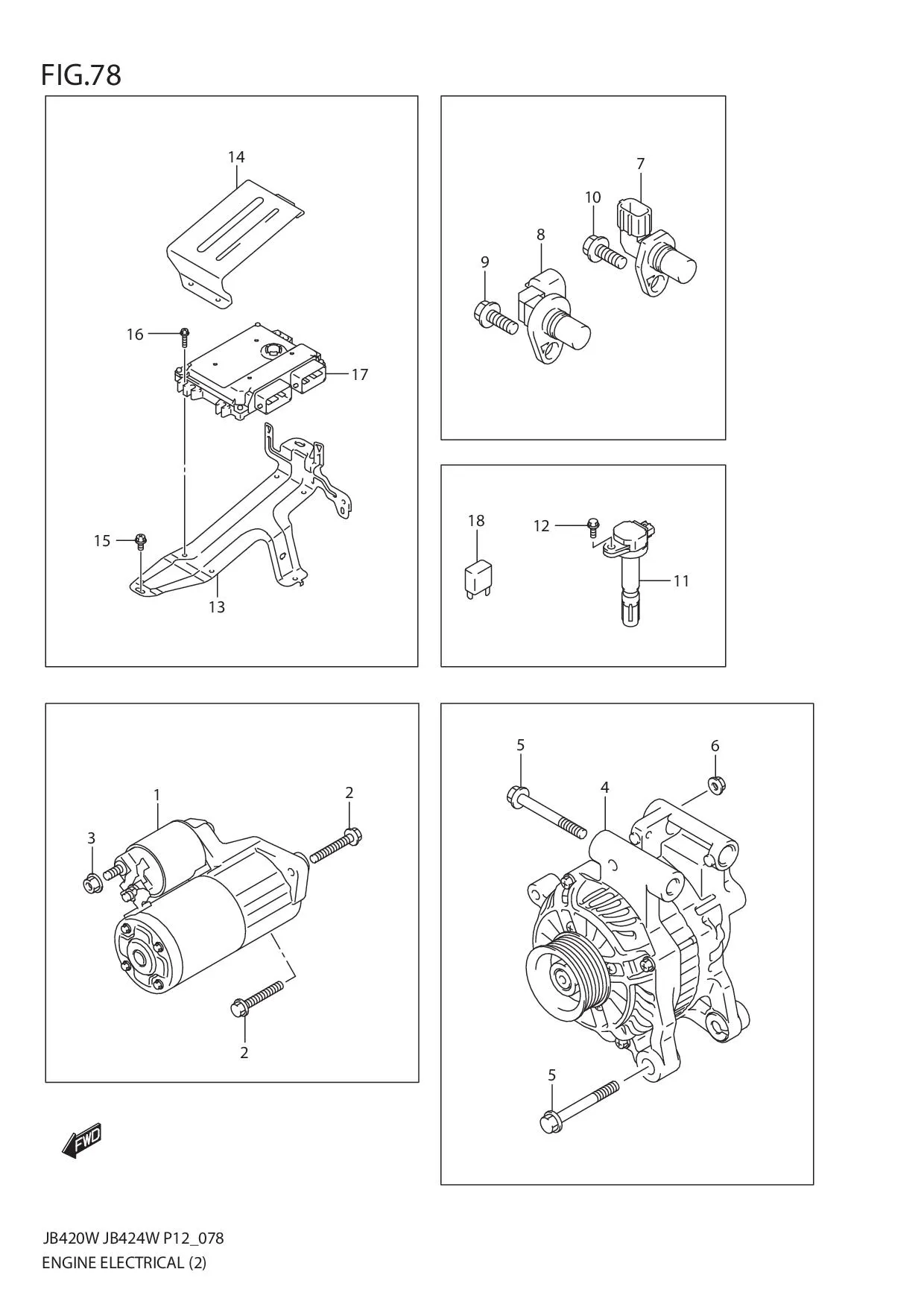 FIG.78 ENGINE ELECTRICAL (JB424W)