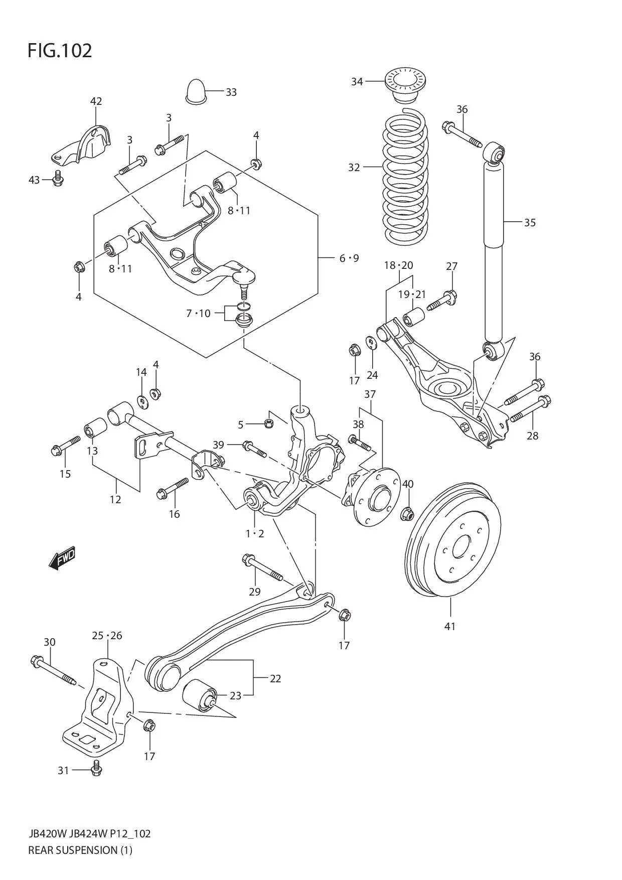 FIG.102 REAR SUSPENSION (JB420W)