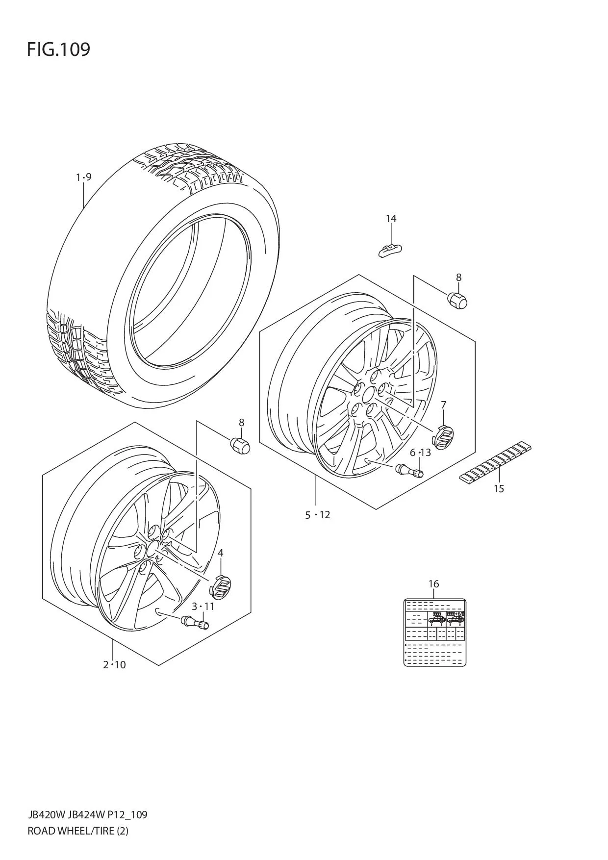 FIG.109 ROAD WHEEL/TIRE (JB424W)