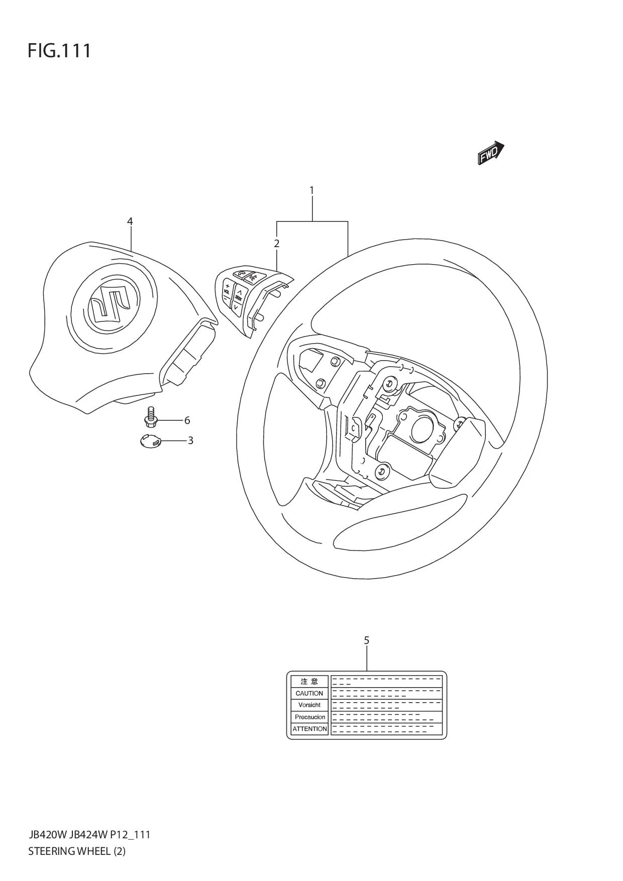 FIG.111 STEERING WHEEL (JB424W)