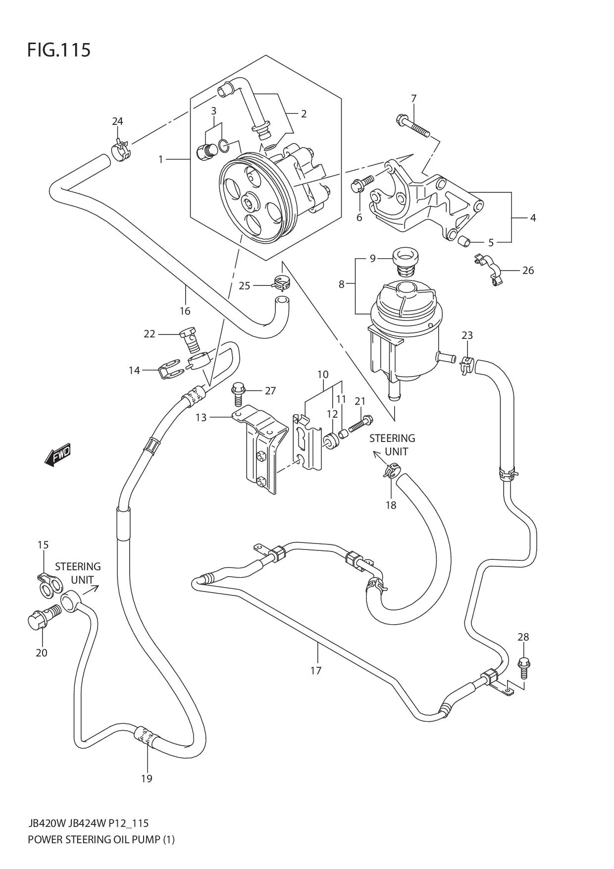FIG.115 POWER STEERING OIL PUMP (JB420W)