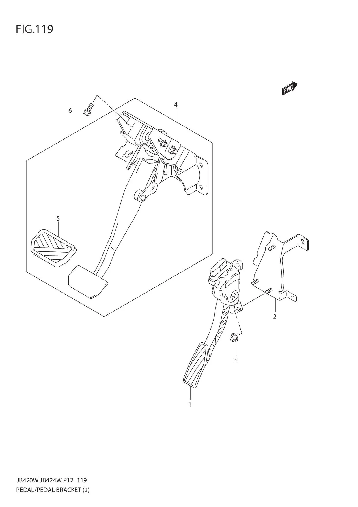 FIG.119 PEDAL/PEDAL BRACKET (JB424W)