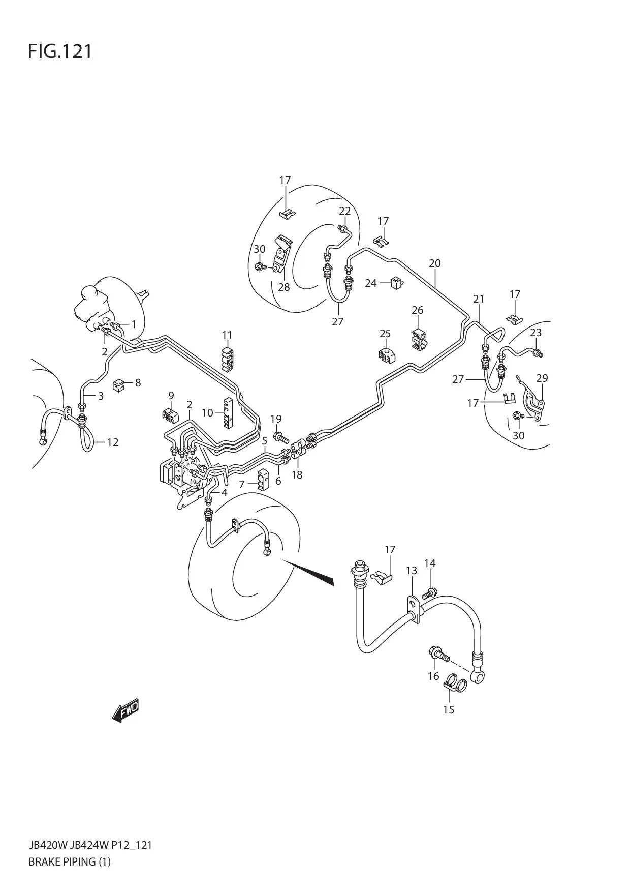 FIG.121 BRAKE PIPING (JB420W)