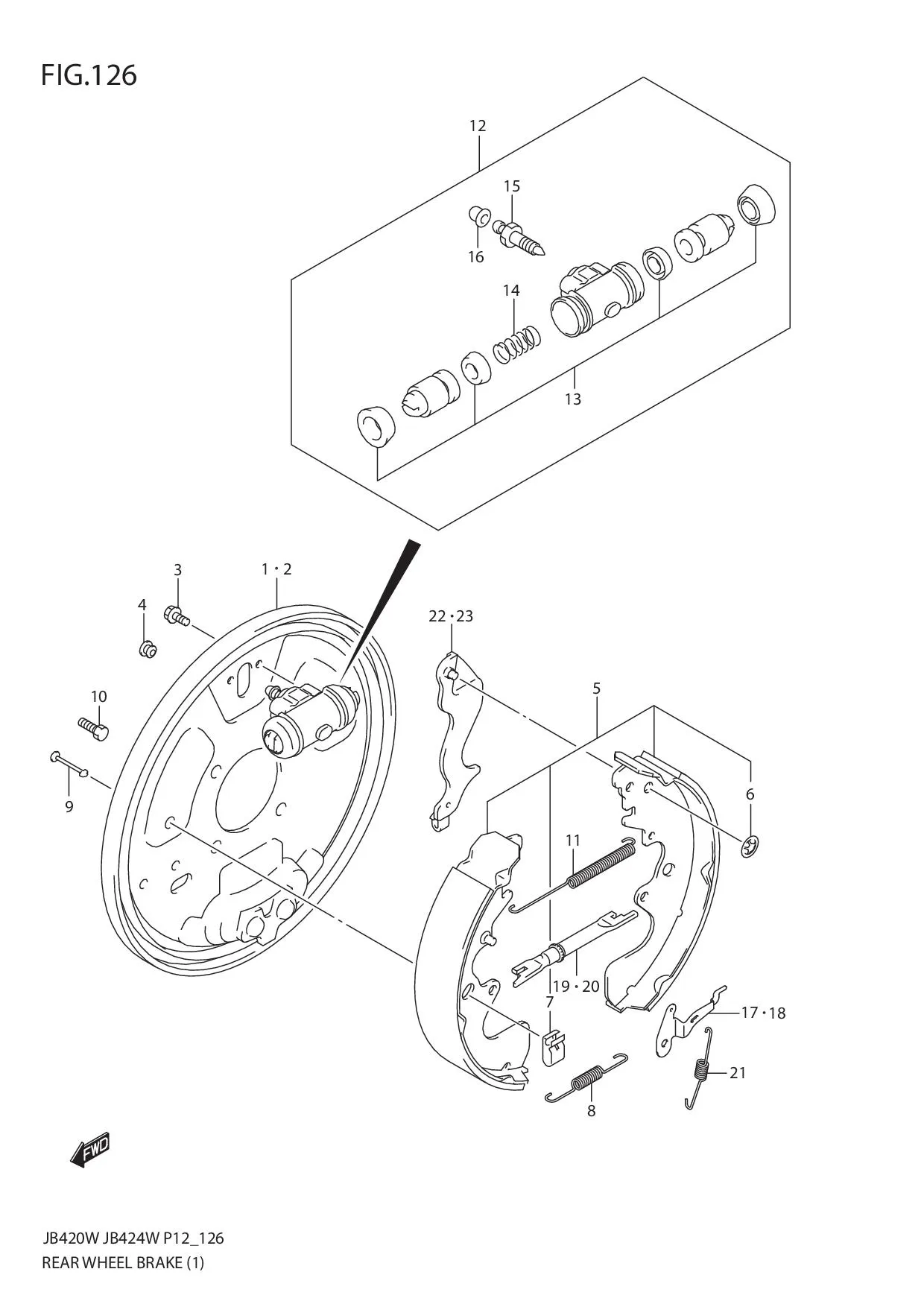 FIG.126 REAR WHEEL BRAKE (JB420W)