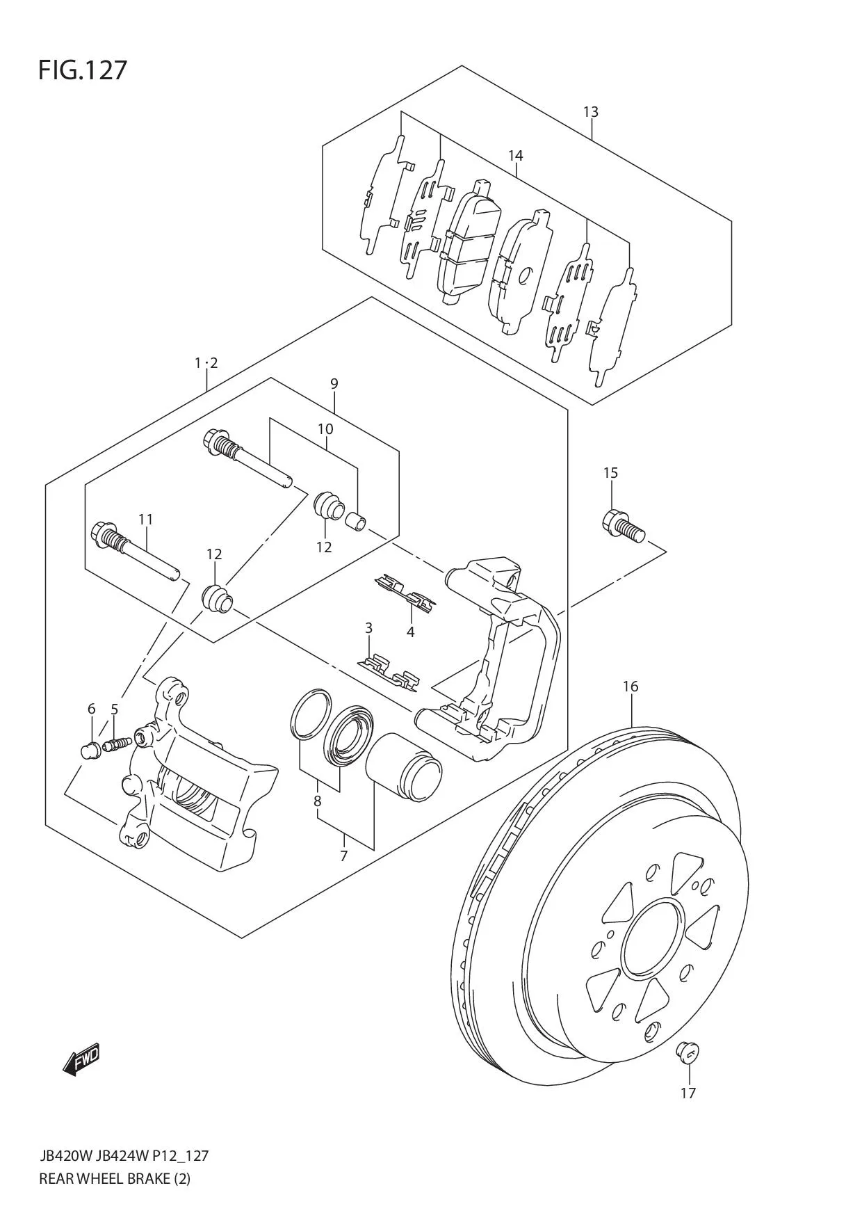 FIG.127 REAR WHEEL BRAKE (JB424W)