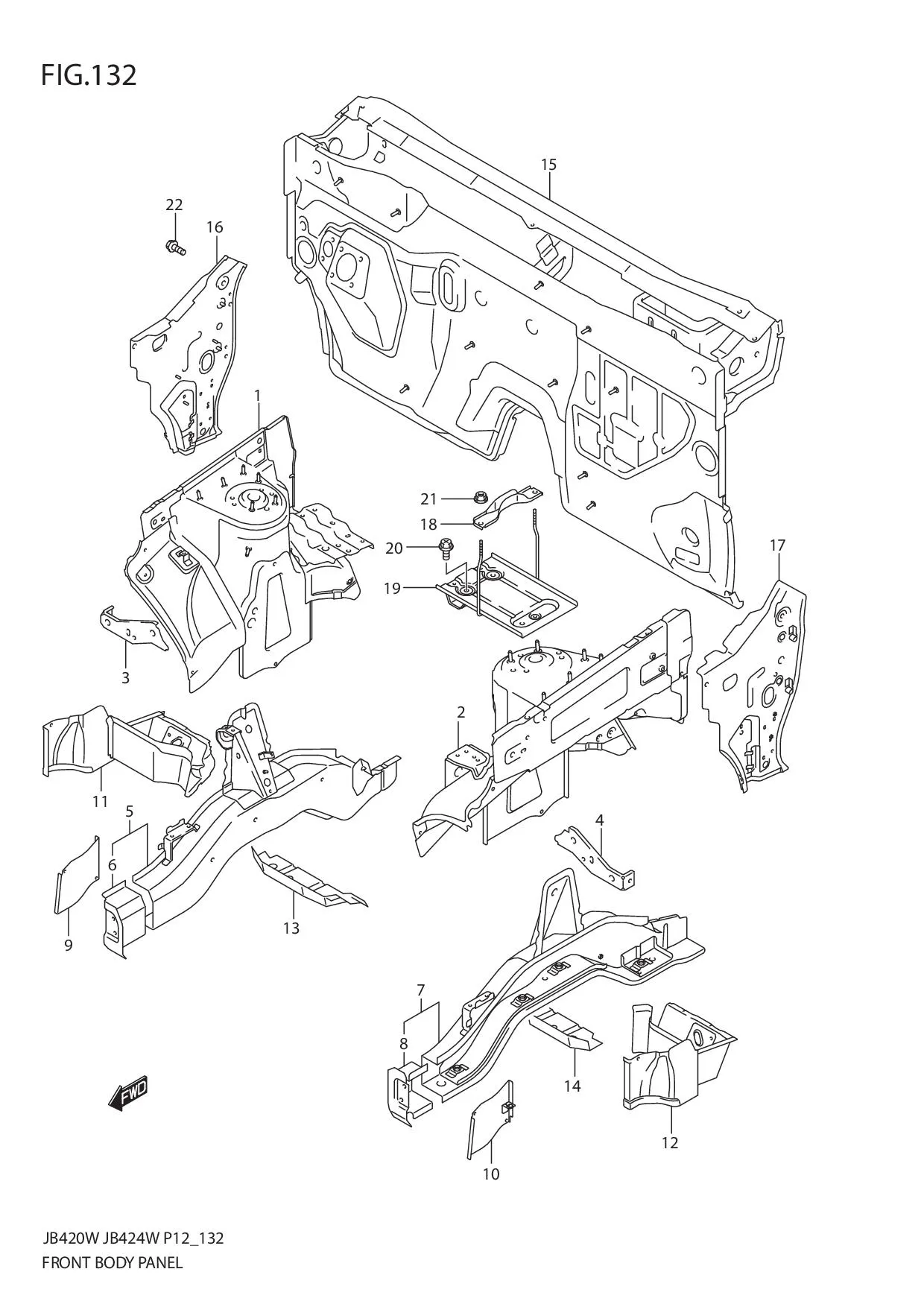 FIG.132 FRONT BODY PANEL
