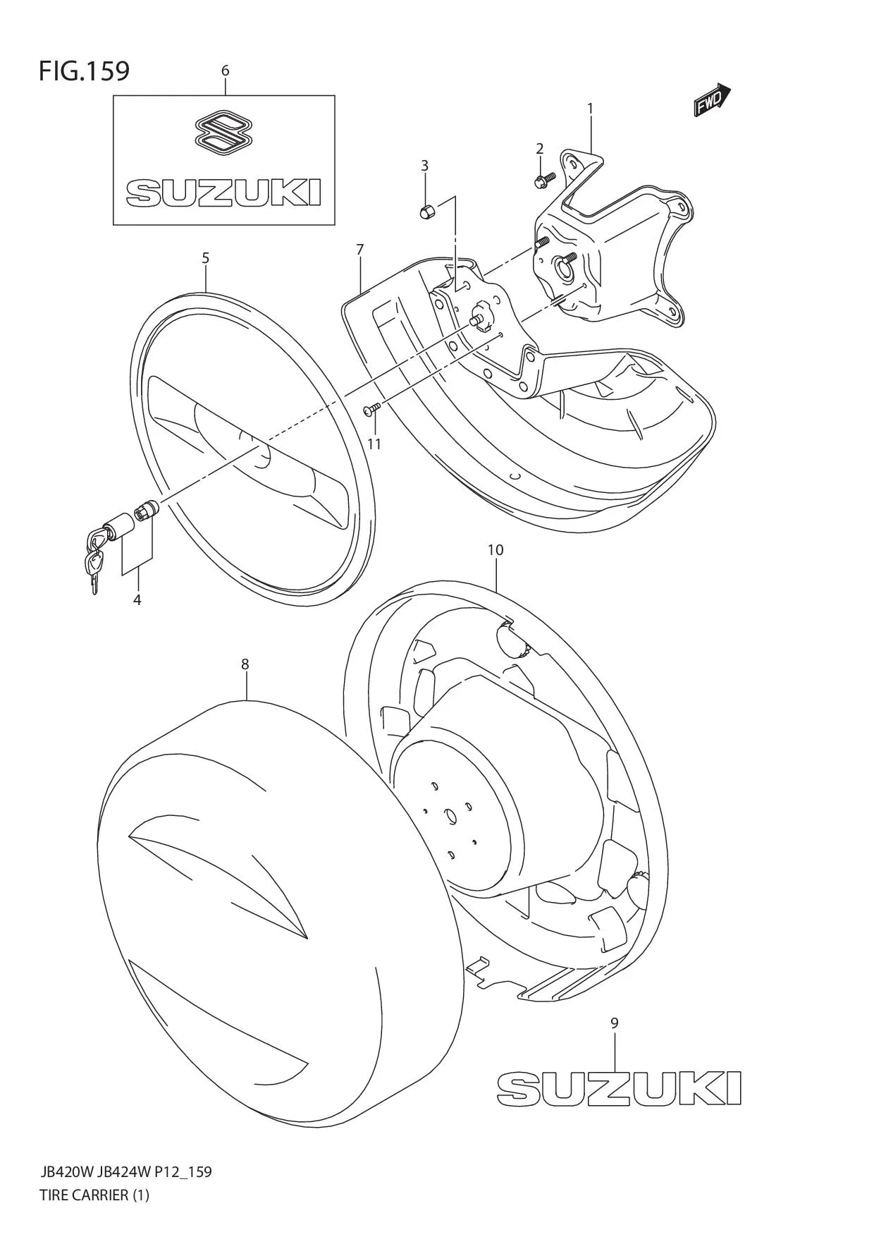 FIG.159 TIRE CARRIER (JB420W)