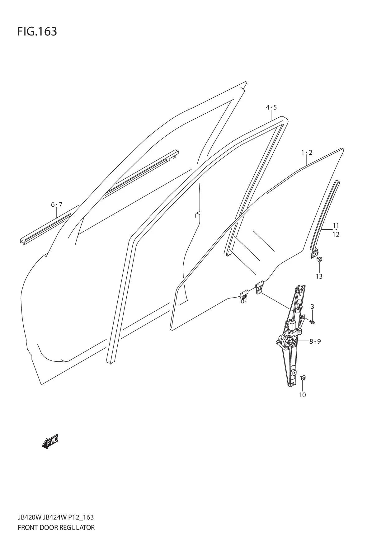 FIG.163 FRONT DOOR REGULATOR