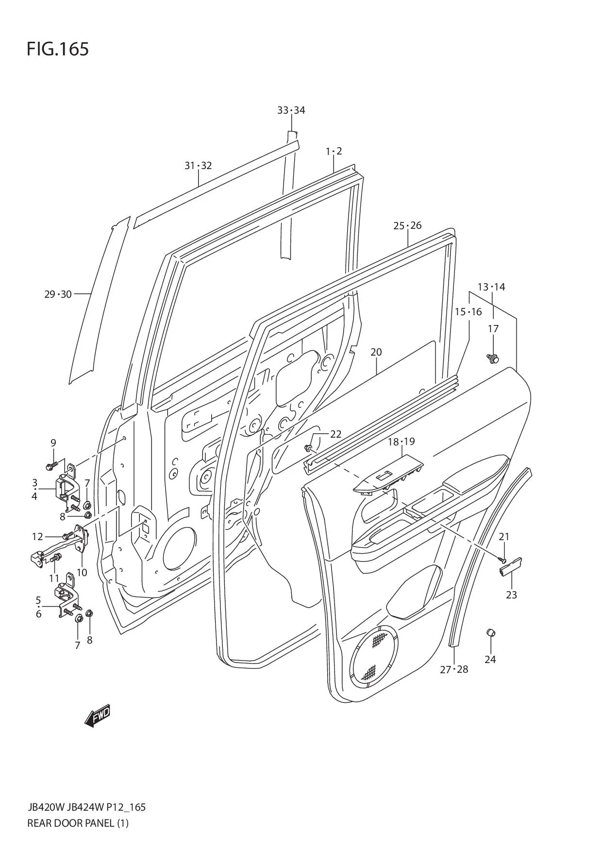 FIG.165 REAR DOOR PANEL (JB420W)