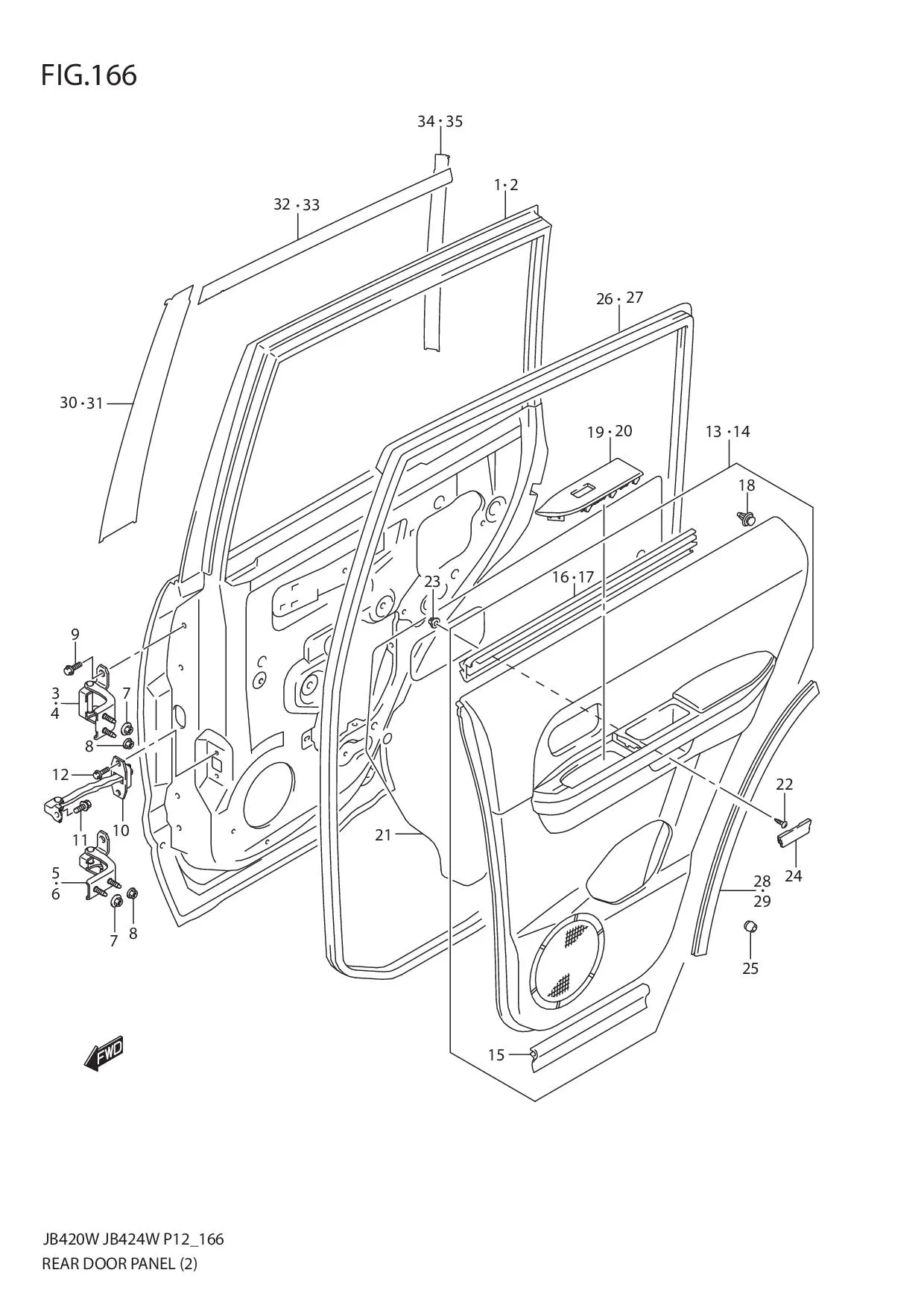FIG.166 REAR DOOR PANEL (JB424W)