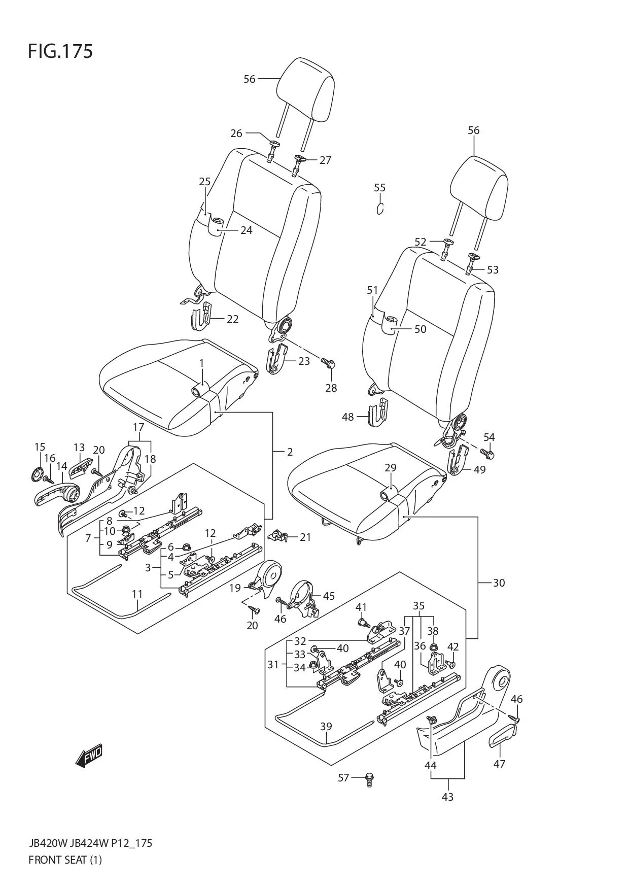 FIG.175 FRONT SEAT (JB420W)