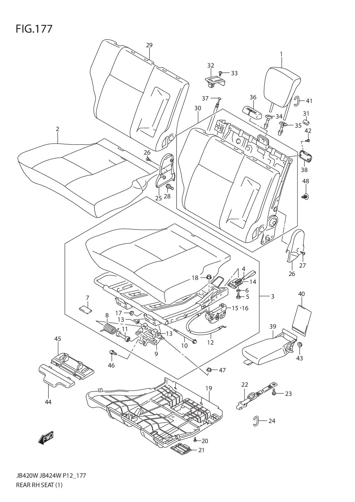 FIG.177 REAR RH SEAT (JB420W)