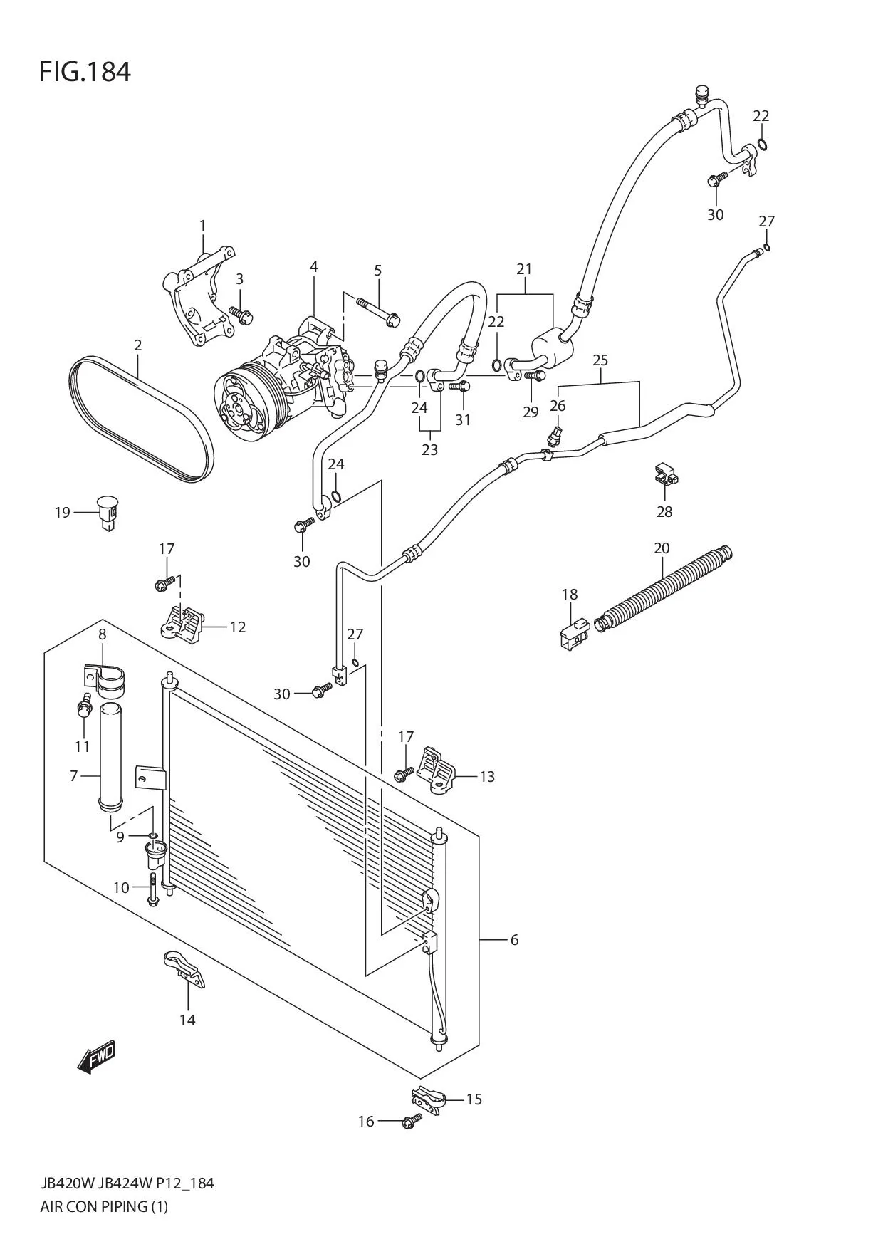 FIG.184 AIR CON PIPING (JB420W)