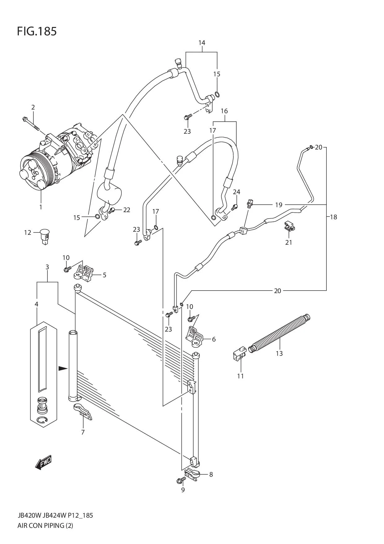 FIG.185 AIR CON PIPING (JB424W)
