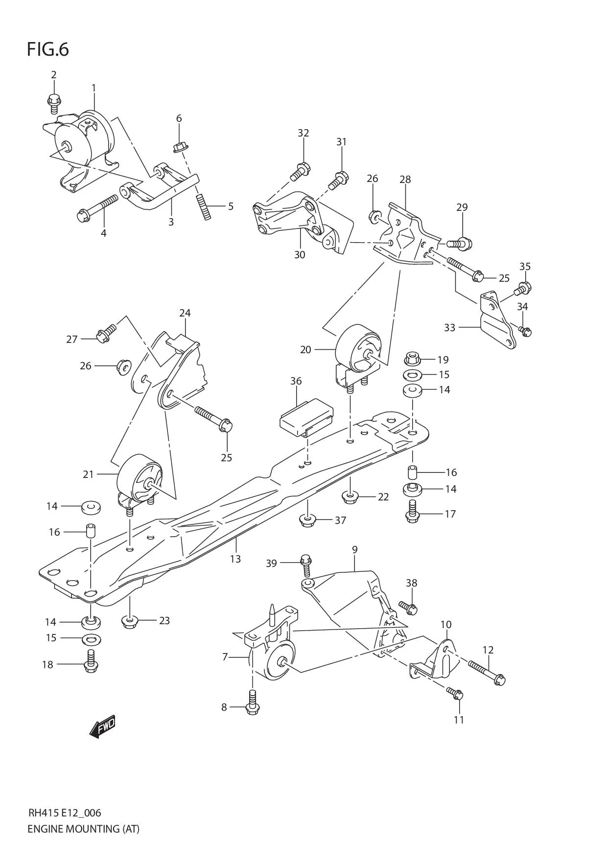 FIG.6 ENGINE MOUNTING (AT)