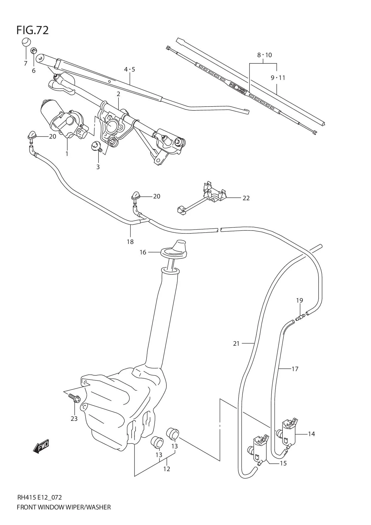FIG.72 FR WINDOW WIPER AND WASHER