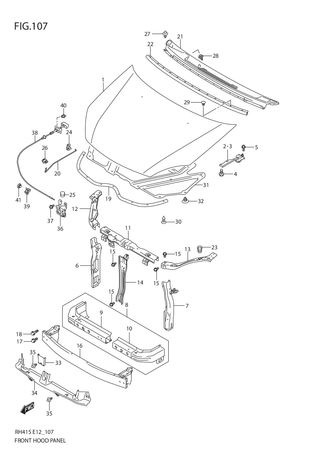 FIG.107 FRONT HOOD PANEL