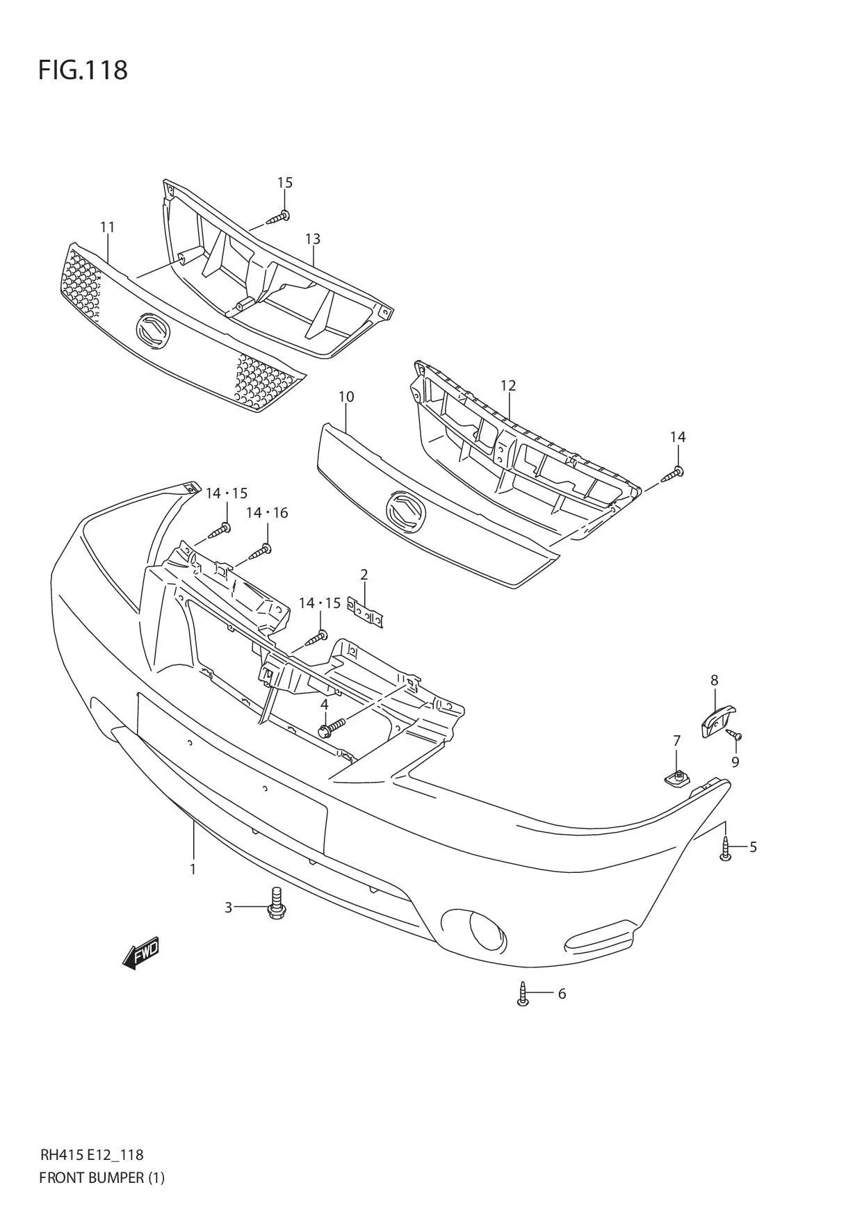 FIG.118 FRONT BUMPER (TYPE 1)