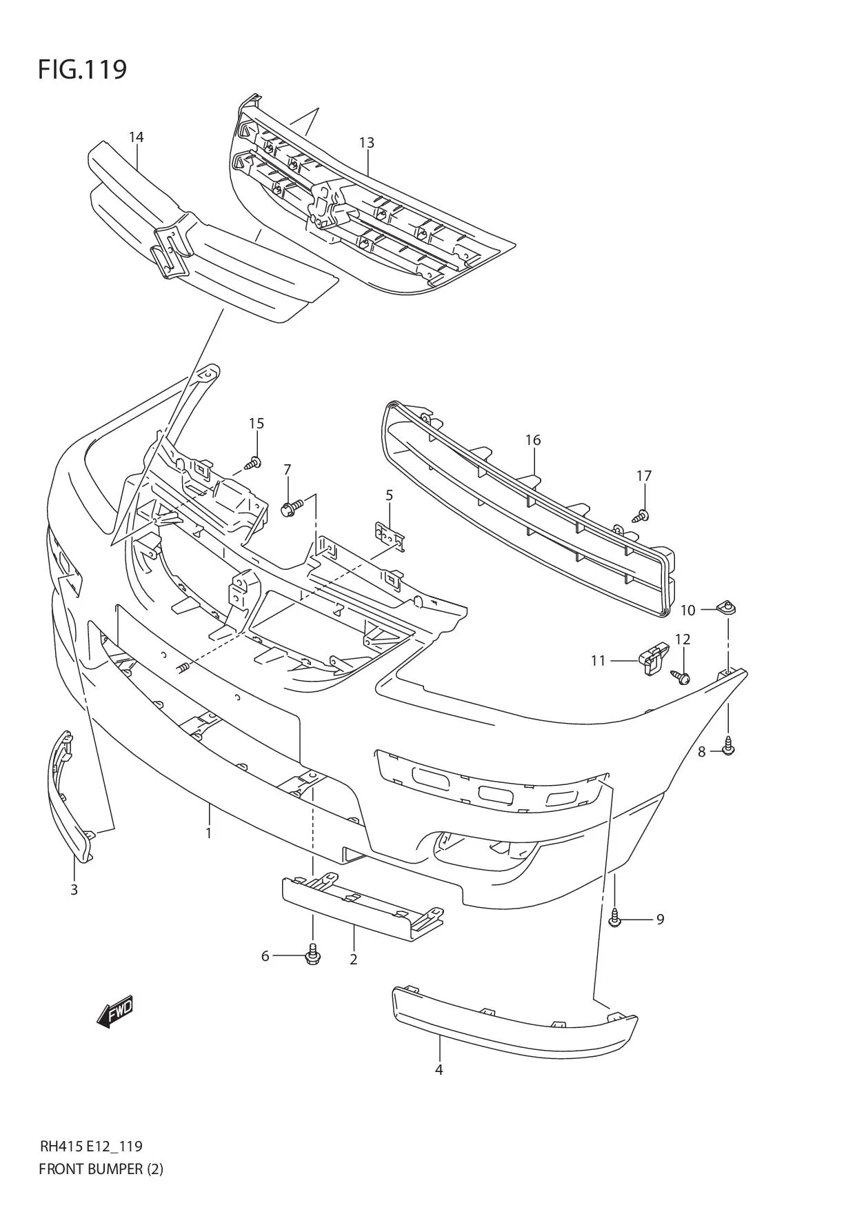 FIG.119 FRONT BUMPER (TYPE 2:4DR)