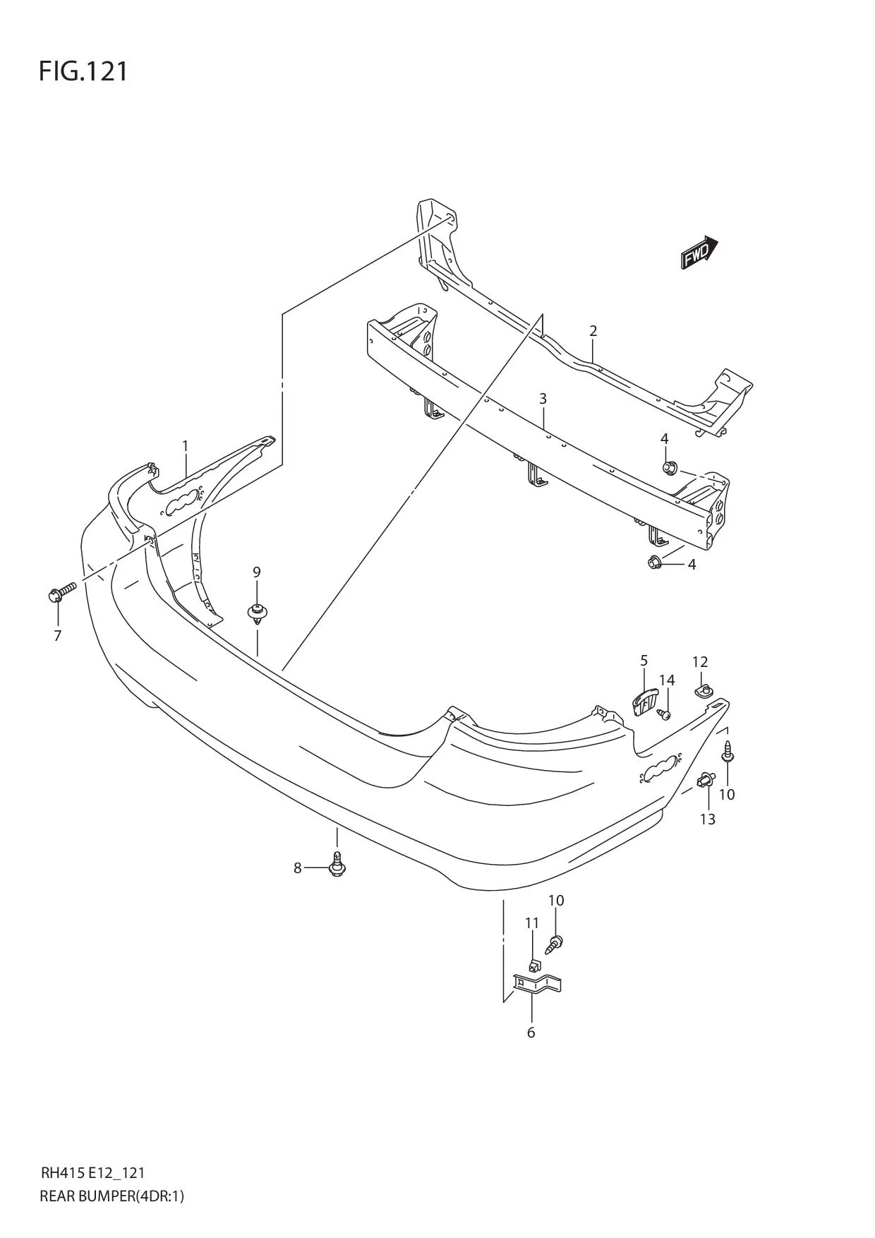 FIG.121 REAR BUMPER (TYPE 1:4DR)