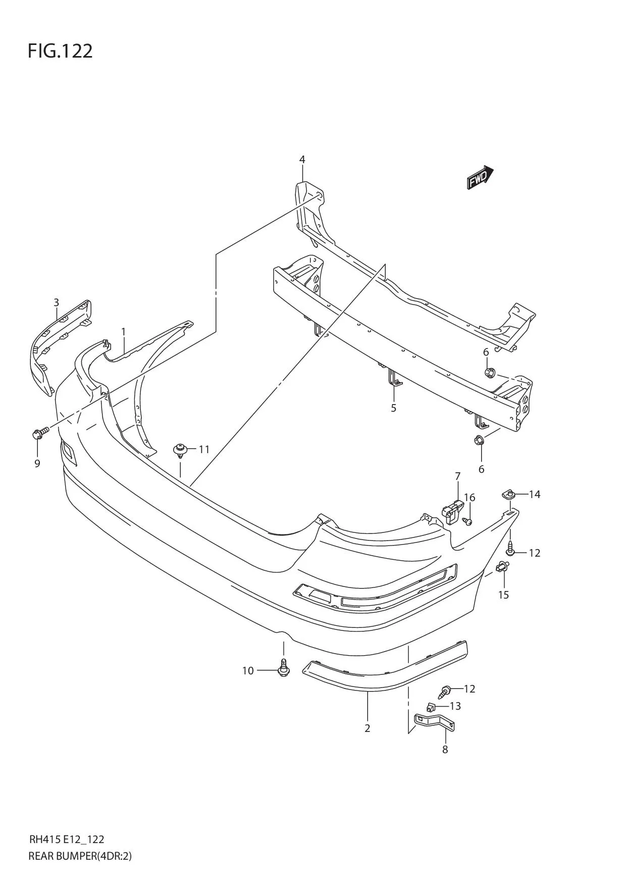 FIG.122 REAR BUMPER (TYPE 2:4DR)
