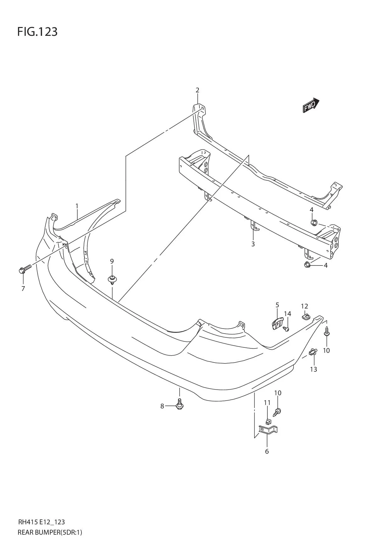 FIG.123 REAR BUMPER (TYPE 1:5DR)