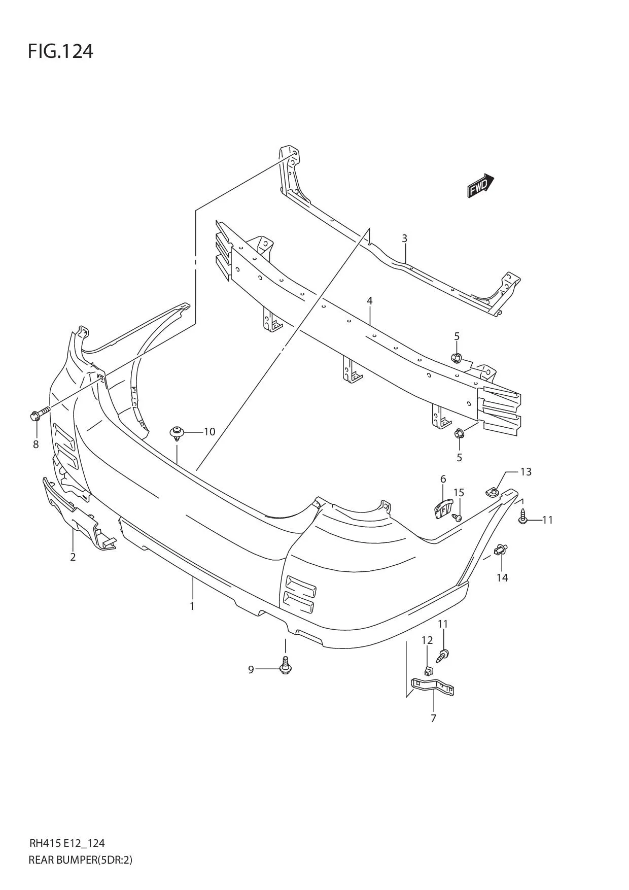 FIG.124 REAR BUMPER (TYPE 2:5DR)