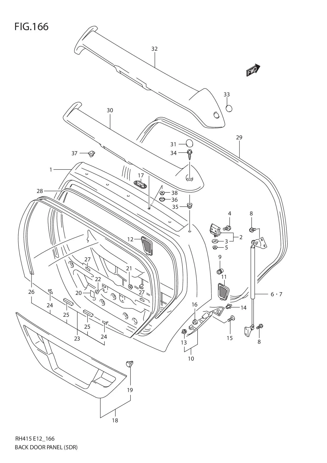 FIG.166 BACK DOOR PANEL (5DR)